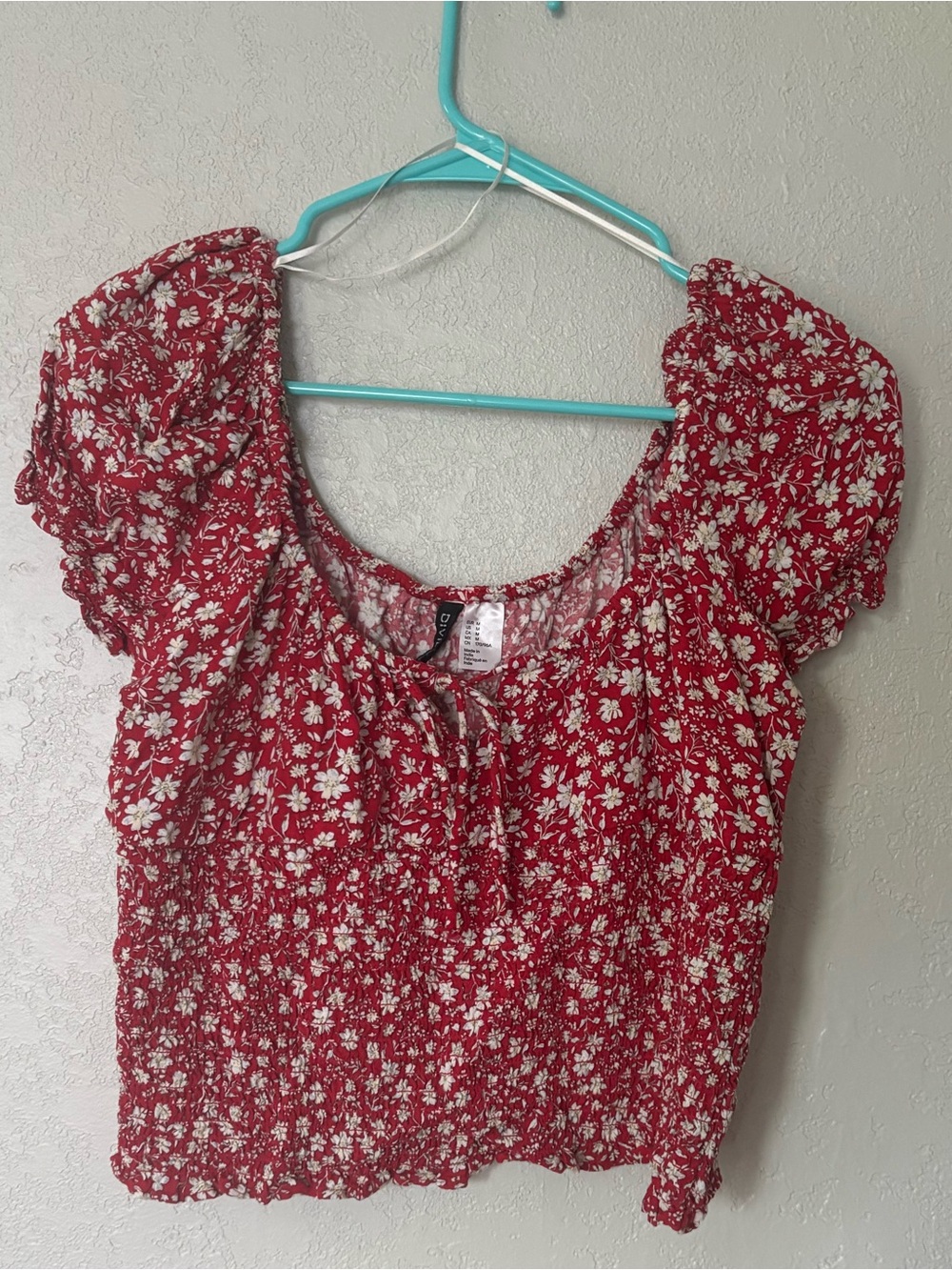 H&M divided red floral blouse